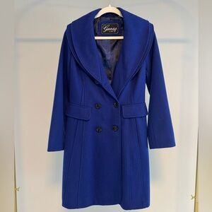 Royal Blue GUESS Woman’s Double Breasted Peacoat